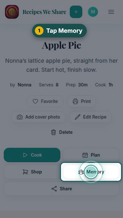 Step 1: Tap Memory