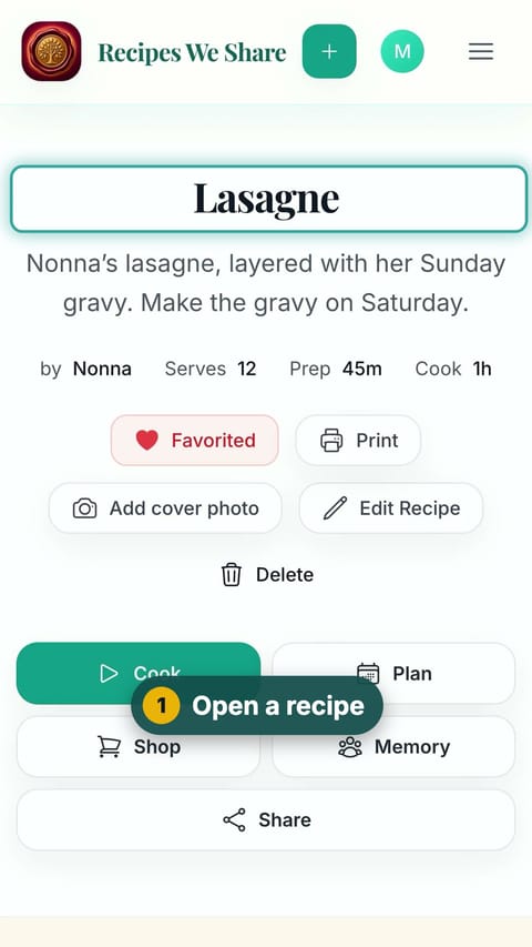 Step 1: Open a recipe