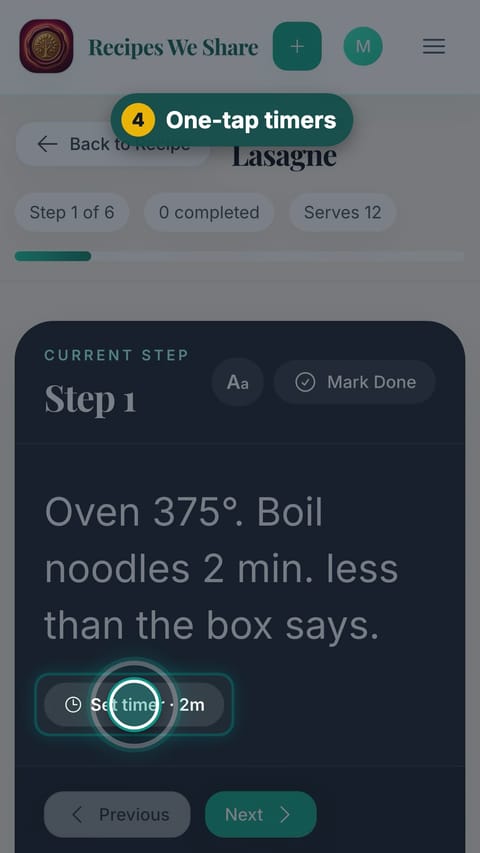 Step 4: One-tap timers