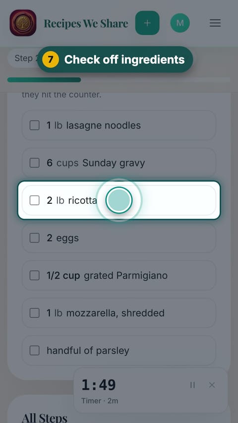 Step 7: Check off ingredients