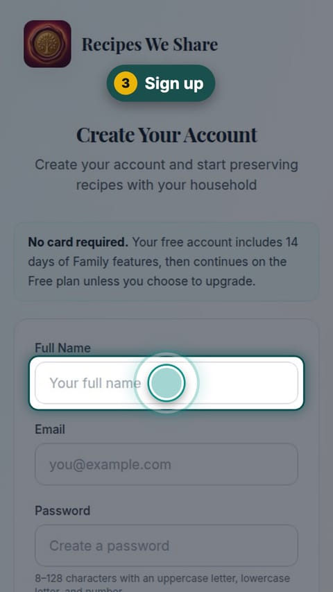 Step 3: Sign up