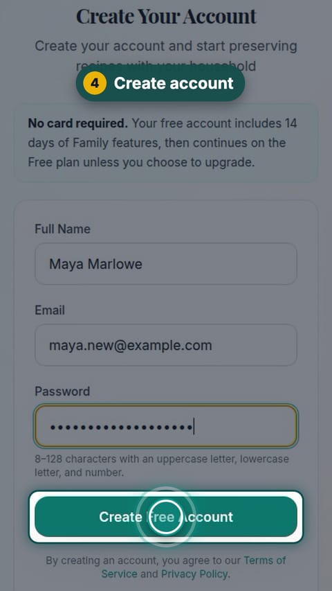 Step 4: Create account