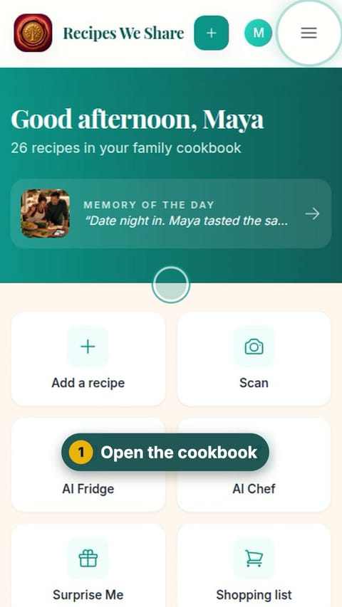 Step 1: Open the cookbook