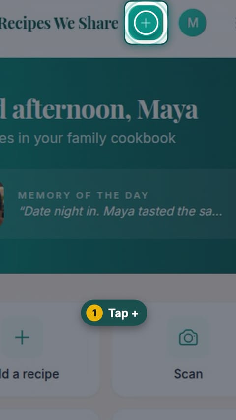 Step 1: Tap +