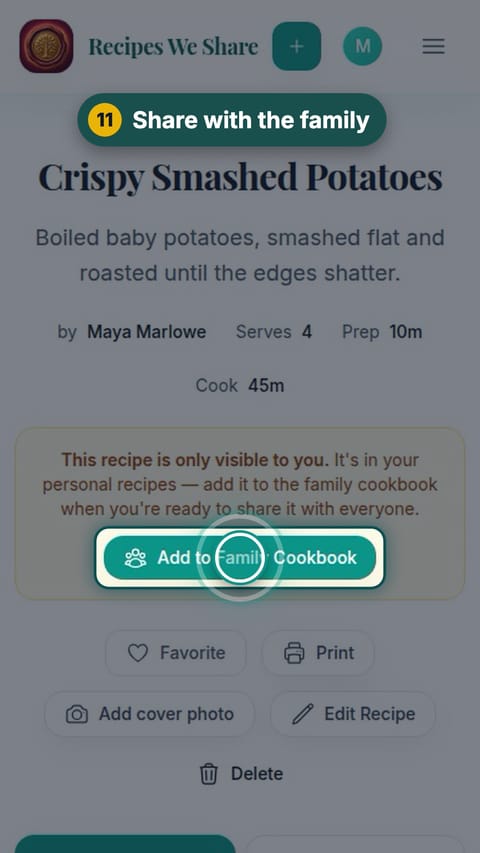 Step 11: Share with the family