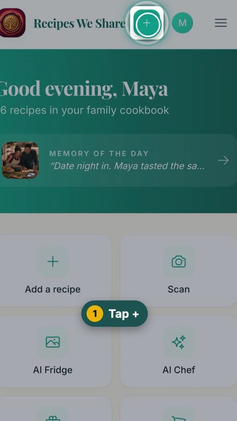Step 1: Tap +