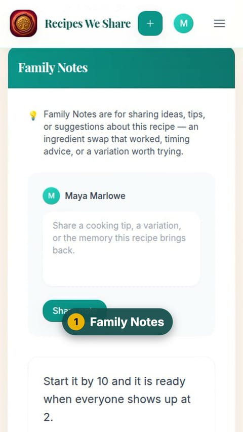 Step 1: Family Notes