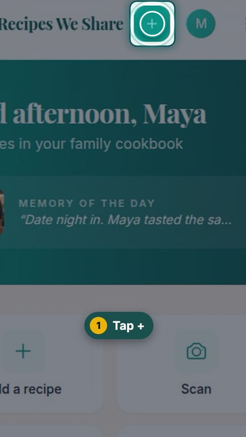 Step 1: Tap +