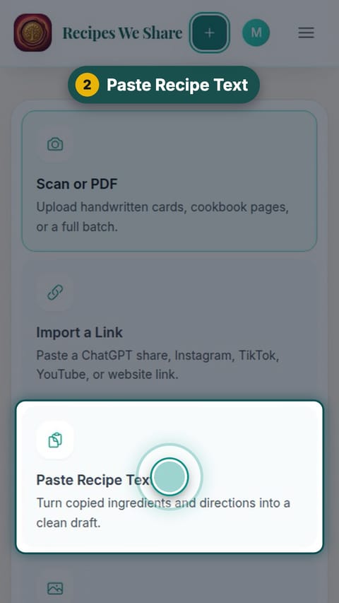 Step 2: Paste Recipe Text