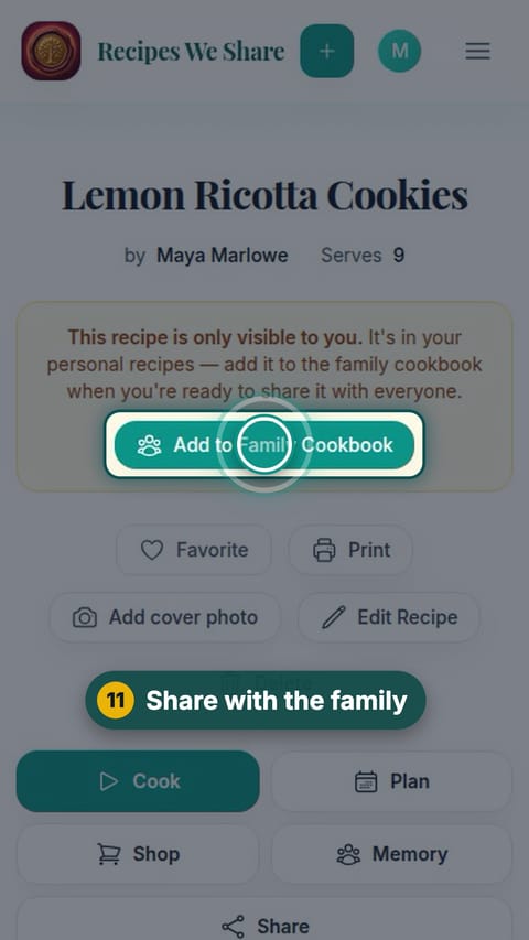Step 11: Share with the family
