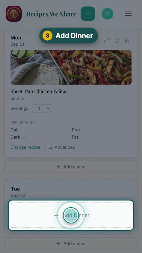 Step 3: Add Dinner