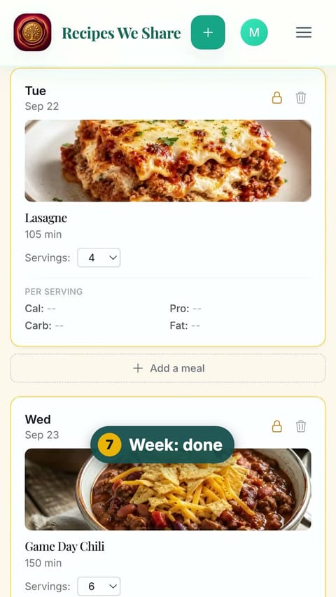 Step 7: Week: done