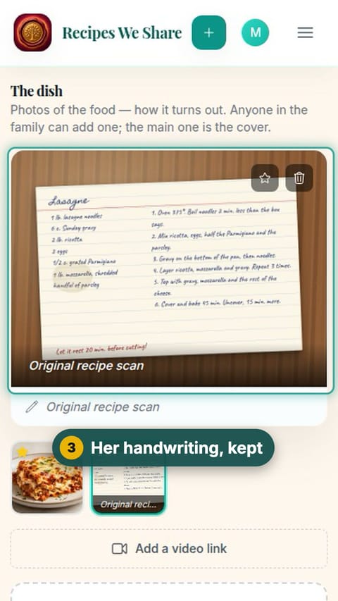 Step 3: Her handwriting, kept