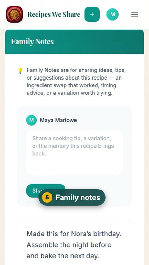 Step 5: Family notes