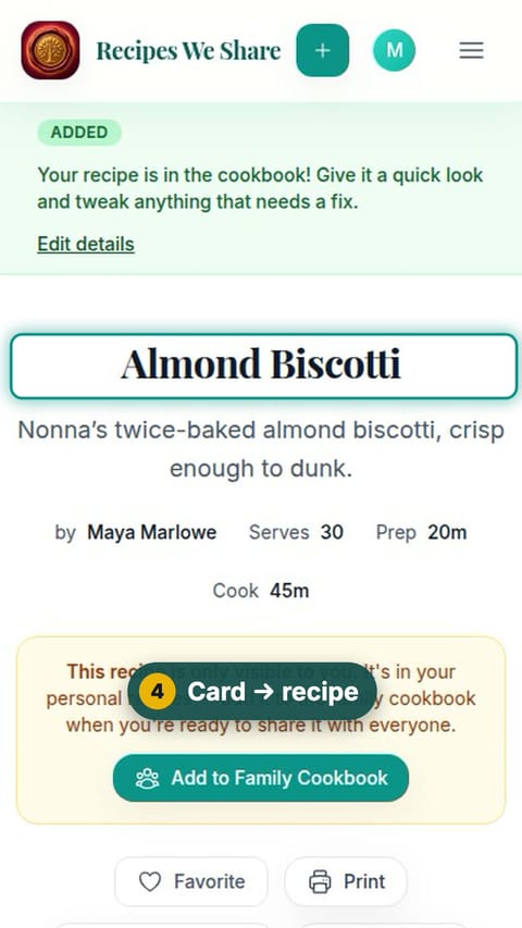 Step 4: Card → recipe