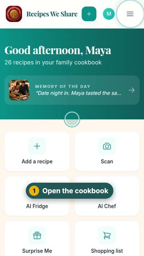 Step 1: Open the cookbook