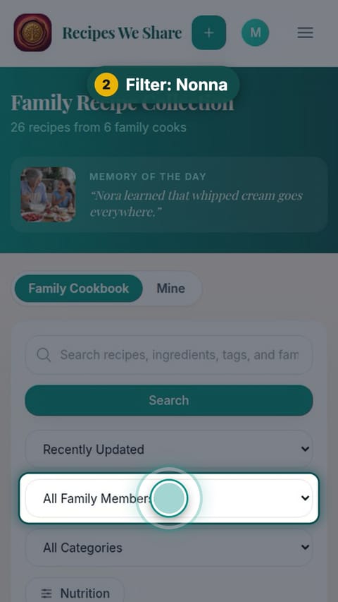 Step 2: Filter: Nonna