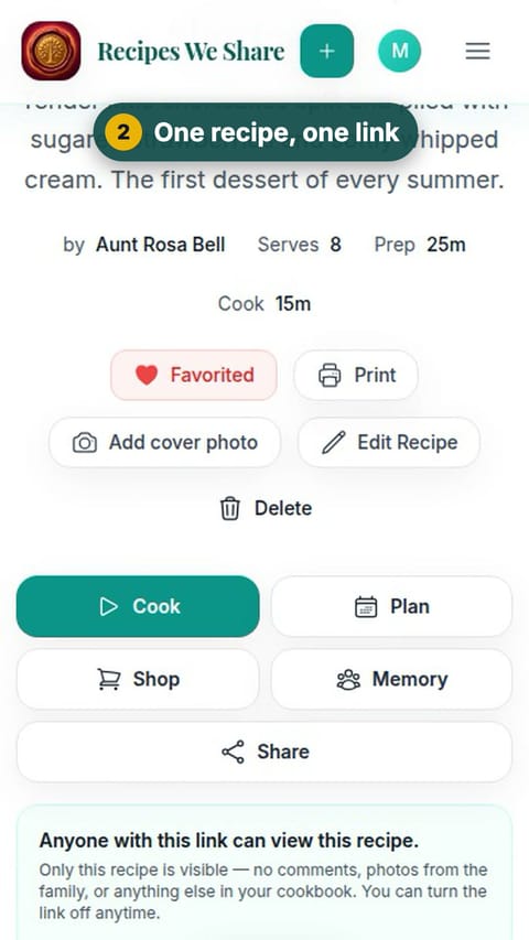 Step 2: One recipe, one link