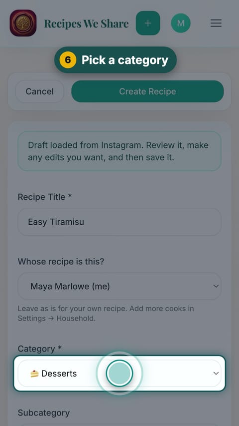 Step 6: Pick a category