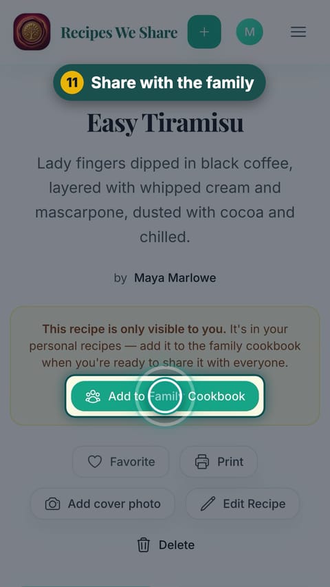 Step 11: Share with the family