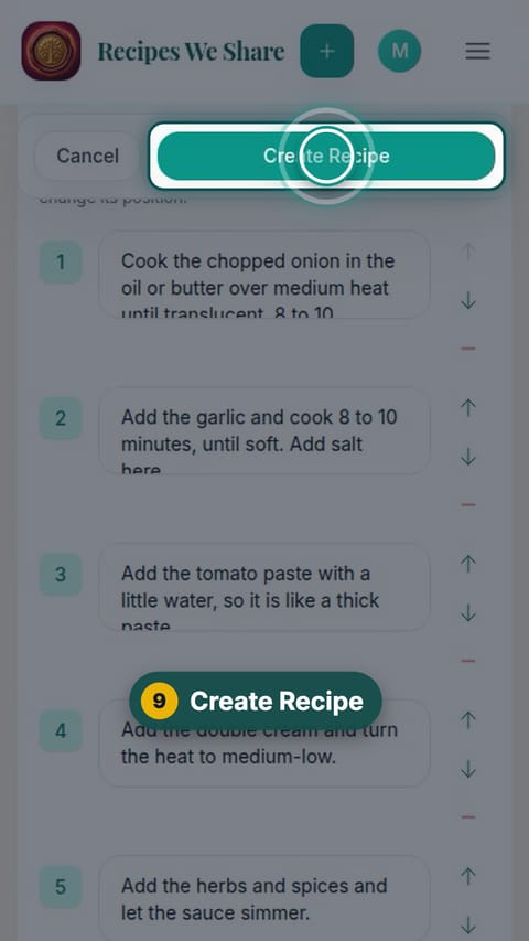 Step 9: Create Recipe