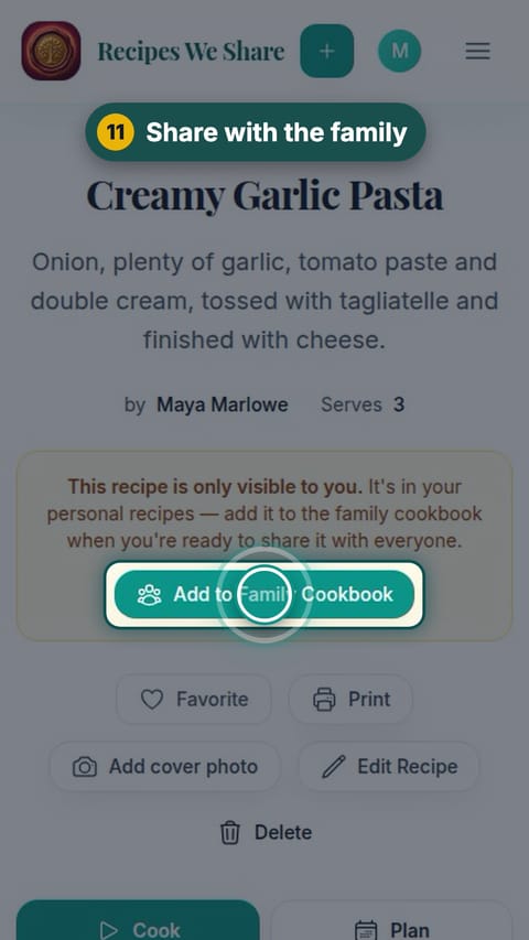 Step 11: Share with the family