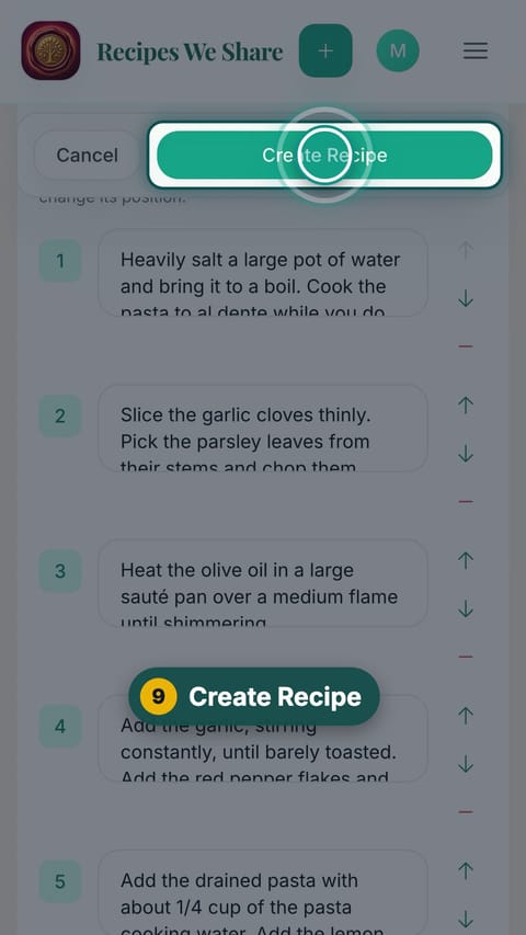 Step 9: Create Recipe