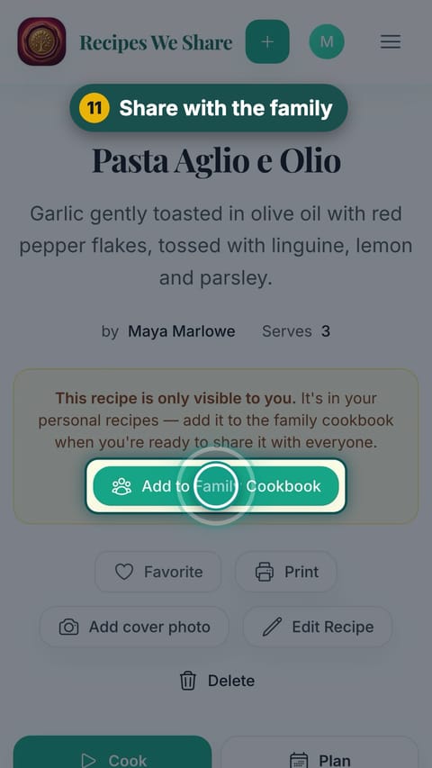 Step 11: Share with the family