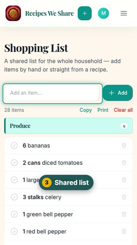 Step 3: Shared list