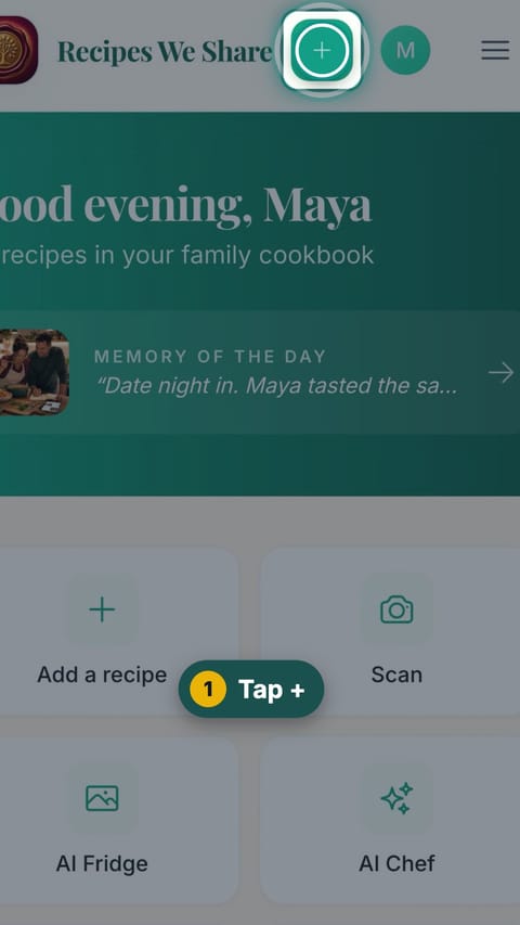 Step 1: Tap +